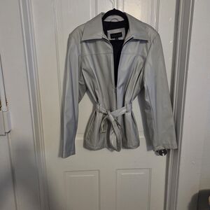 Women's Gray Faux Leather Jacket